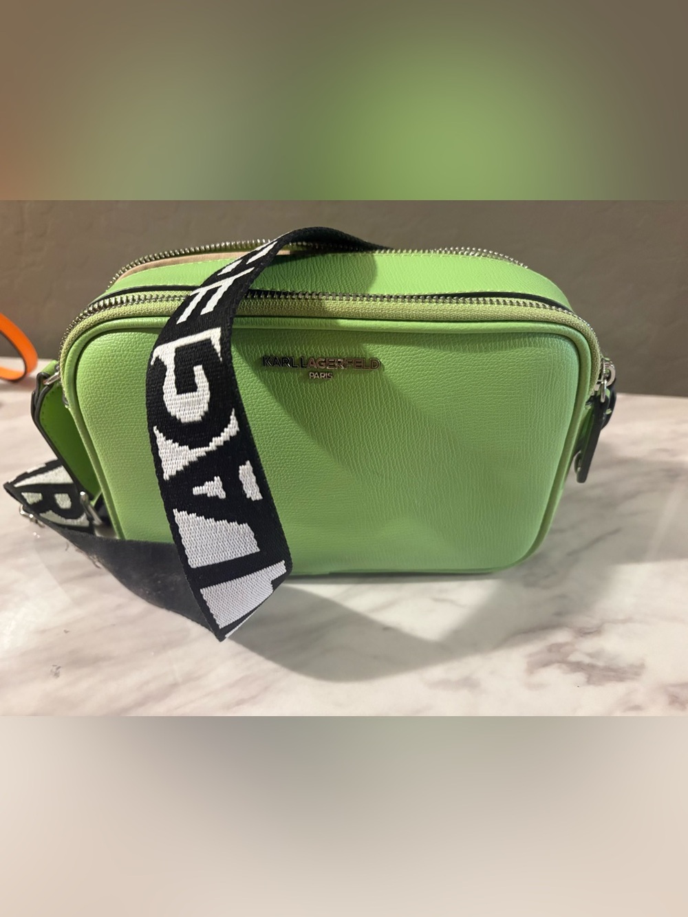 Karl Lagerfeld Neon Green Leather Crossbody
